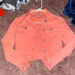 Peach cut off jean jacket. Size S